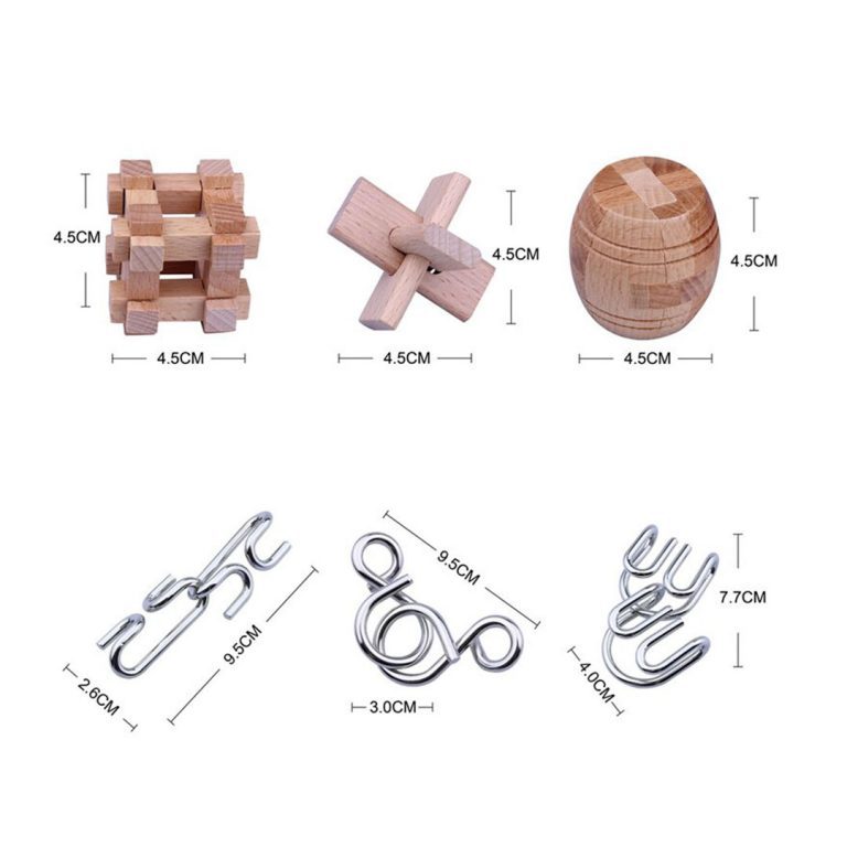 Комплект 3D Пъзели от Дърво и Метал - Размери